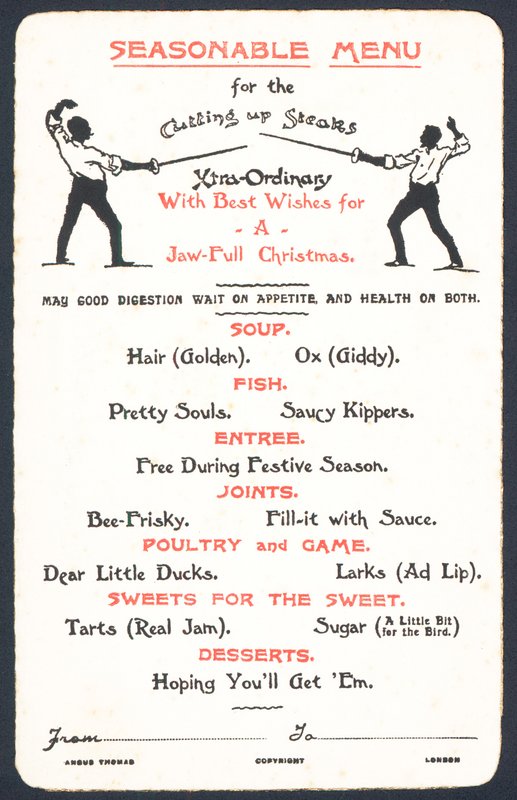 Menu de saison, Carte de Noël - English School