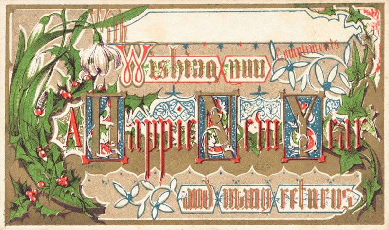 Fleurs de saison, Carte de Nouvel An - English School