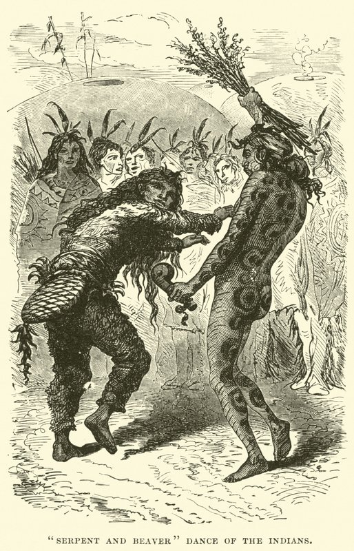 Danse du serpent et du castor des Indiens - English School