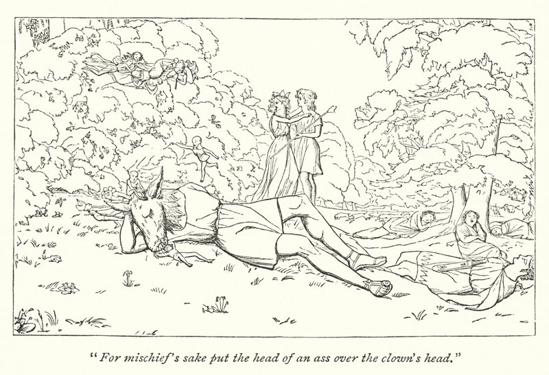 Oberon libérant Titania du sortilège (gravure) - English School