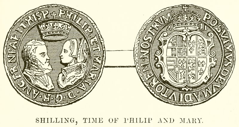 Shilling, époque de Philippe et Marie - English School