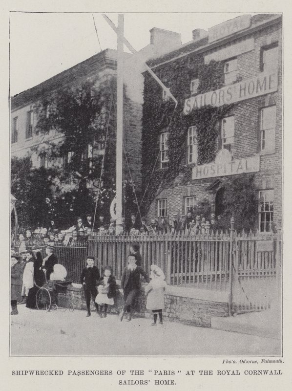 Passagers naufragés du "Paris" à la maison des marins de Cornwall - English School
