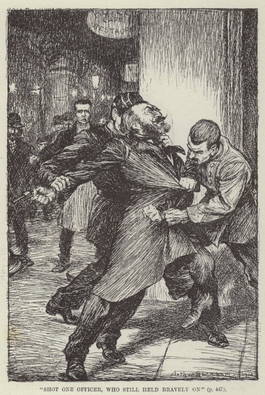 "Un officier a été abattu, mais il a tenu bon" (gravure) - English School