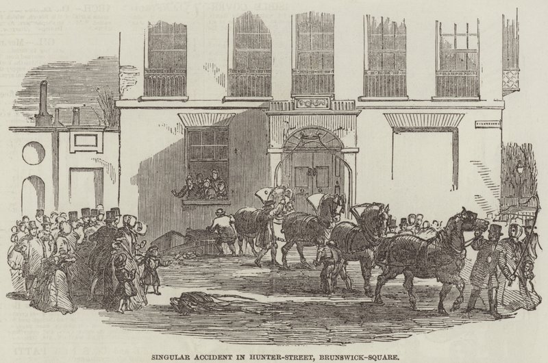 Accident singulier dans Hunter-Street, Brunswick-Square (gravure) - English School