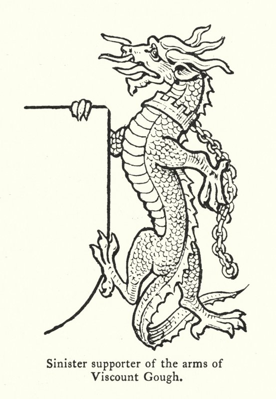 Support sinistre des armoiries de Vicomte Gough (gravure) - English School