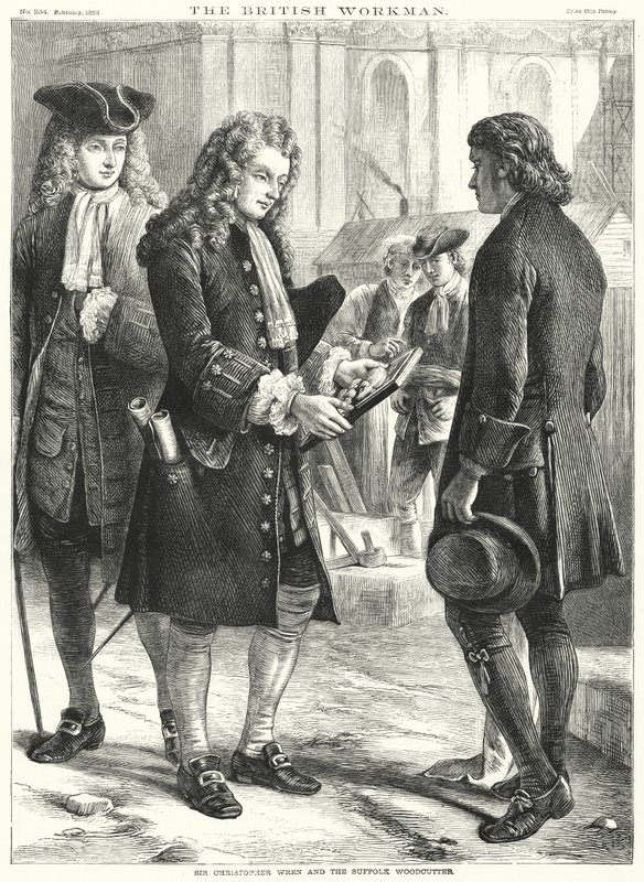 Sir Christopher Wren et le Bûcheron de Suffolk - English School