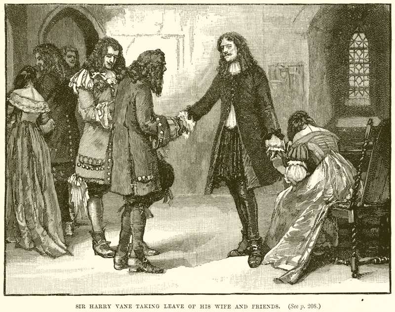Sir Harry Vane prenant congé de sa femme et de ses amis - English School