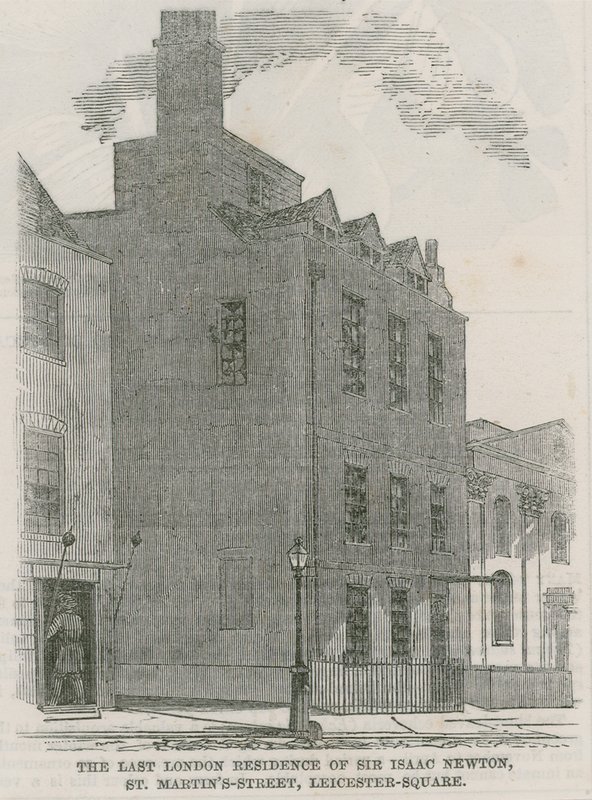 Maison de Sir Isaac Newton, St Martins Street, Leicester Square, Londres - English School