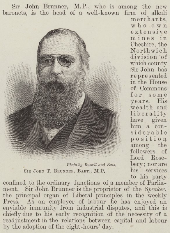 Sir John T Brunner, Baronet, MP (gravure) - English School