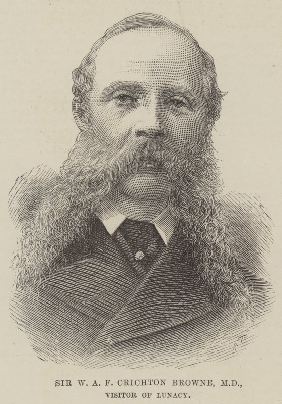 Sir W A F Crichton Browne, MD, visiteur de la folie (gravure) - English School
