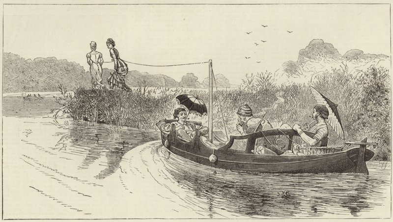 Croquis depuis un bateau à vapeur à la régate de Henley - English School