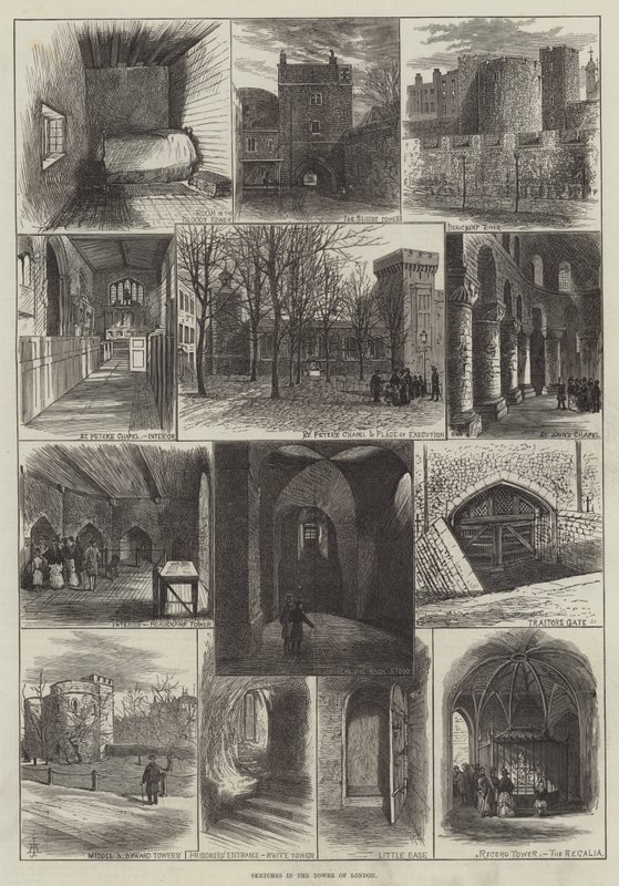Croquis dans la Tour de Londres (gravure) - English School