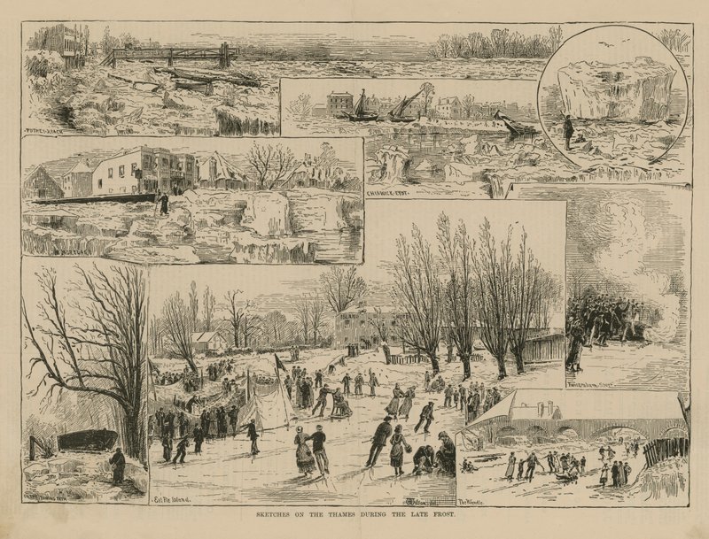 Croquis sur la Tamise pendant le dernier gel - English School