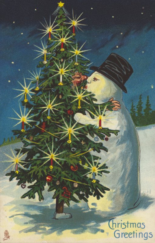 Bonhomme de neige et sapin de Noël s