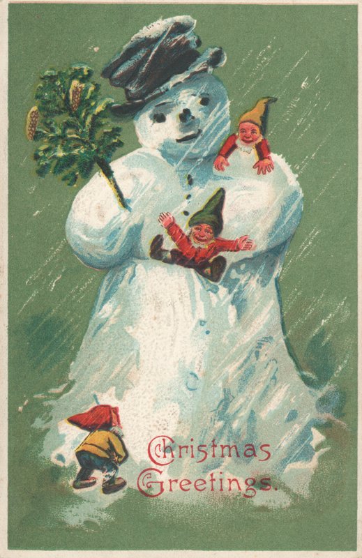 Bonhomme de neige avec des elfes - English School