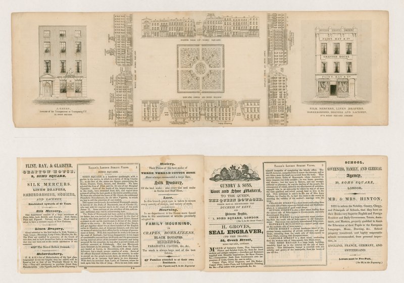Soho Square, Vues de rue de Talliss à Londres, vers 1838 - English School