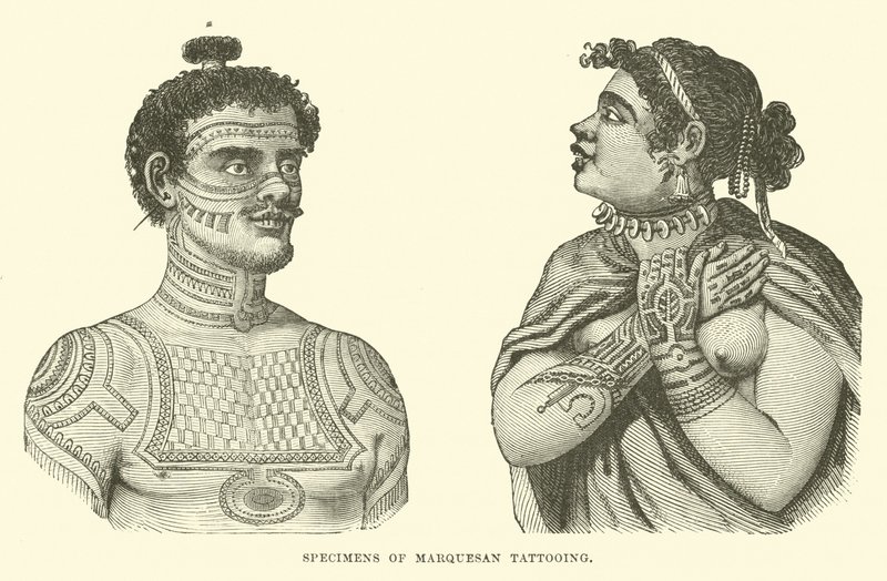 Spécimens de tatouages marquisiens - English School