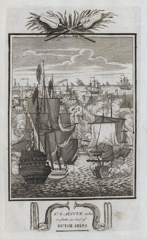 Sr G Ayscue prend ou coule 30 navires hollandais - English School