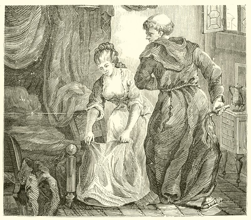 Saint Edmund, archevêque de Canterbury, tourmenté par une très belle jeune femme alors qu