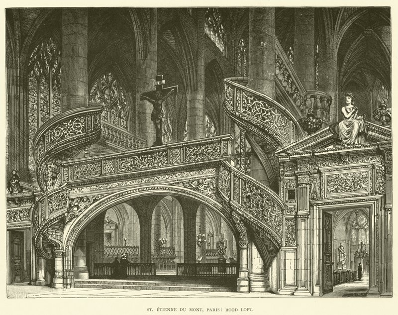 St Etienne du Mont, Paris, Rood Loft (engraving) - English School