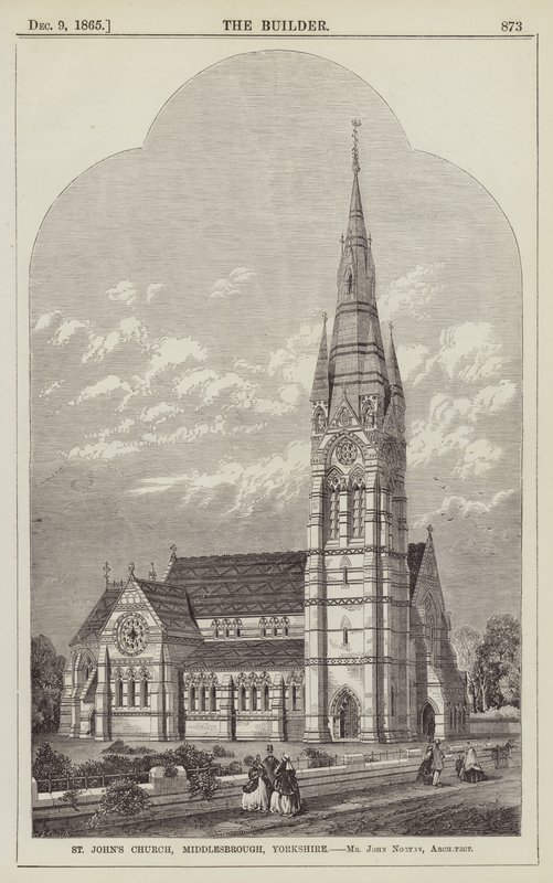 Église Saint-Jean, Middlesbrough, Yorkshire, M. John Norton, Architecte (gravure) - English School