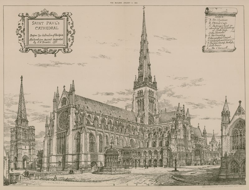 Cathédrale Saint-Paul, Londres, avant la destruction de la flèche - English School