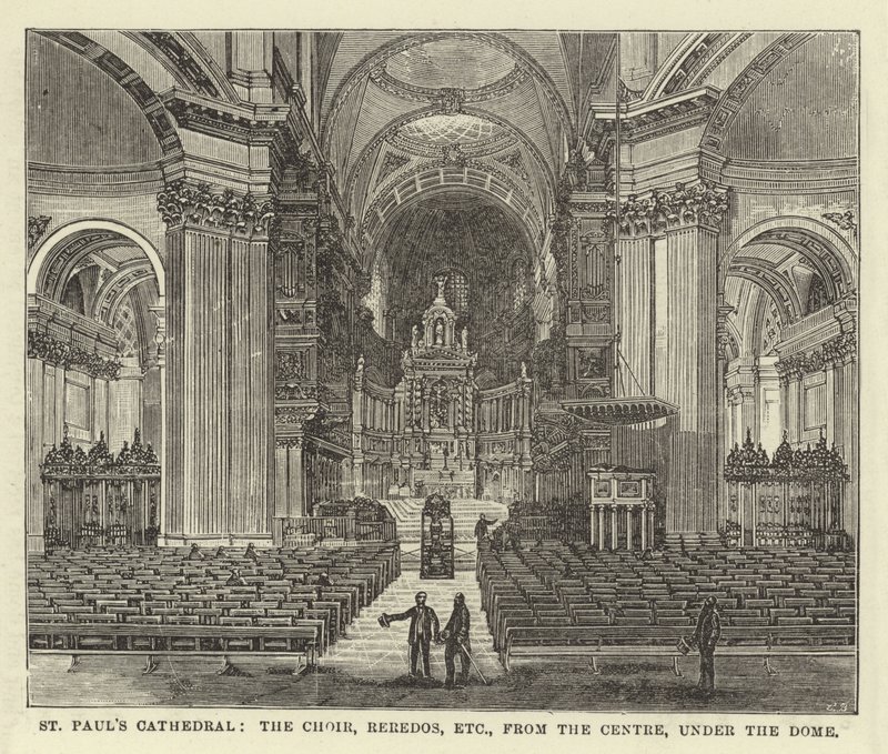 Cathédrale de St Paul, le chœur, reredos, etc., depuis le centre, sous le dôme - English School