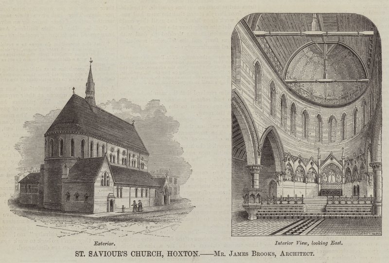 Église Saint-Sauveur, Hoxton, M. James Brooks, Architecte (gravure) - English School