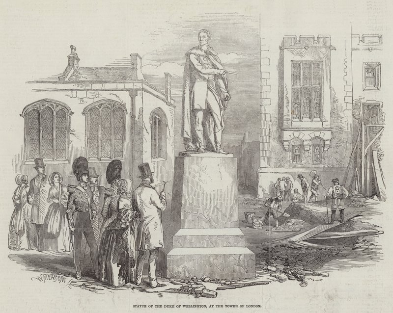 Statue du duc de Wellington, à la tour de Londres (gravure) - English School