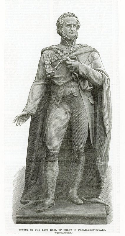 Statue du défunt comte de Derby à Parliament Square, Westminster - English School
