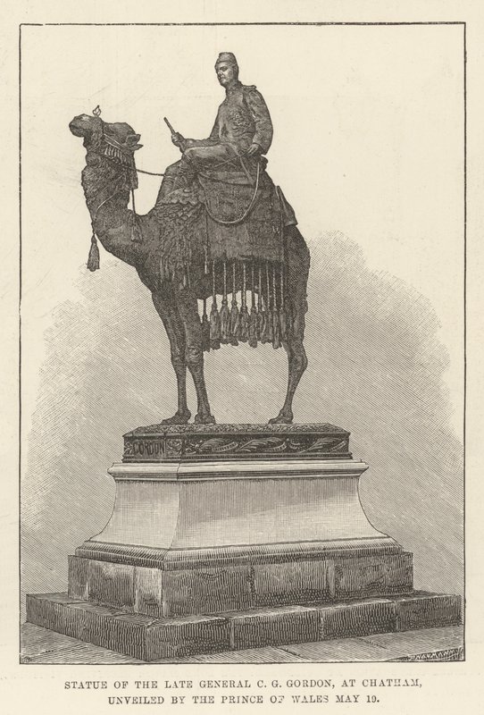 Statue du défunt général C G Gordon, à Chatham, dévoilée par le prince de Galles - English School