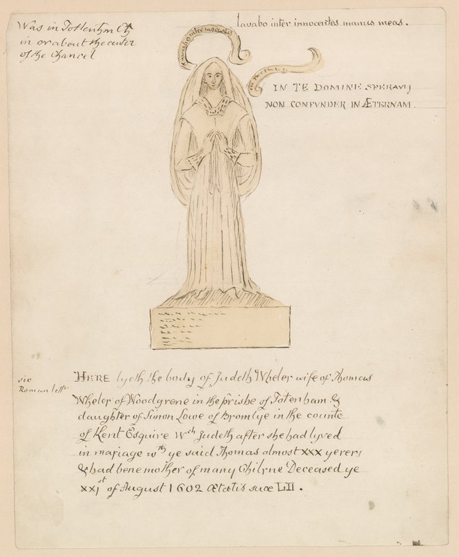 Statue, tombe de Judeth Wheler décédée le 21 août 1602 - English School