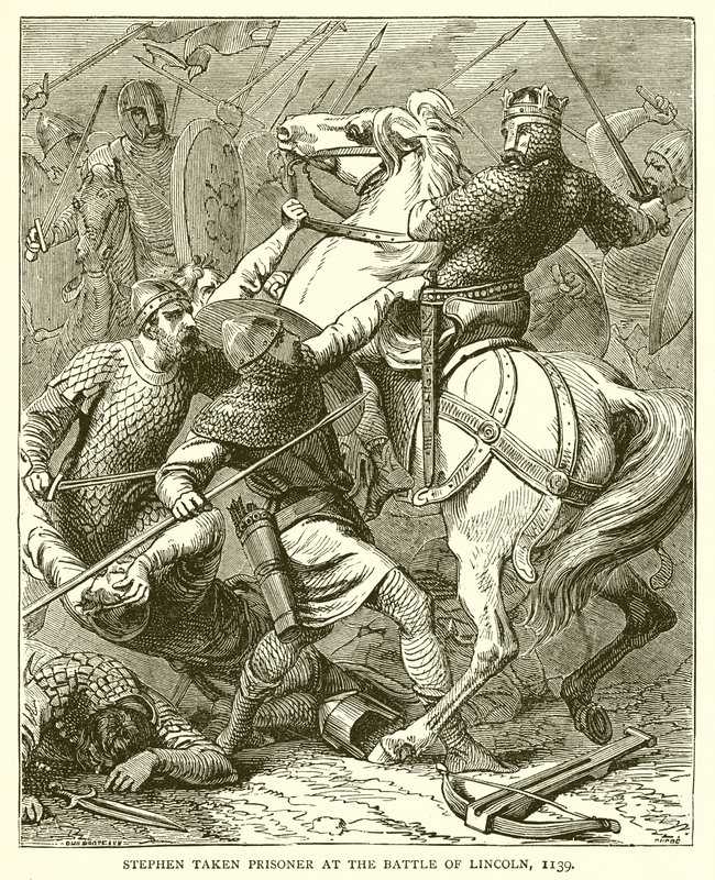 Étienne fait prisonnier à la bataille de Lincoln, 1139 - English School