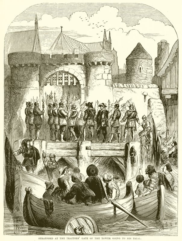 Strafford à la porte des traîtres de la Tour allant à son procès - English School