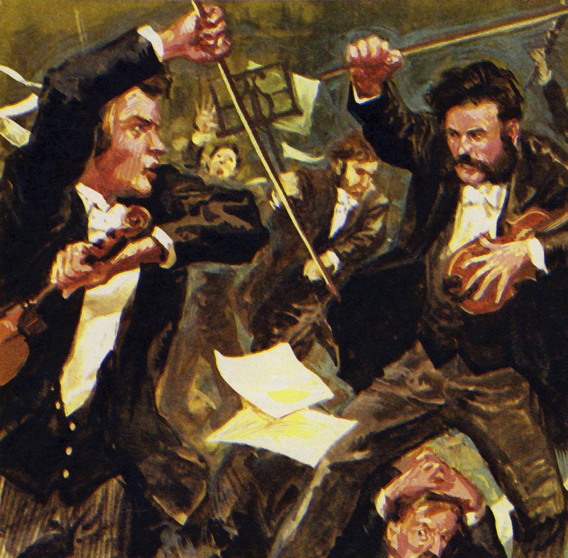 Strauss a rencontré trois autres violonistes, mais ils en sont venus aux mains lors d