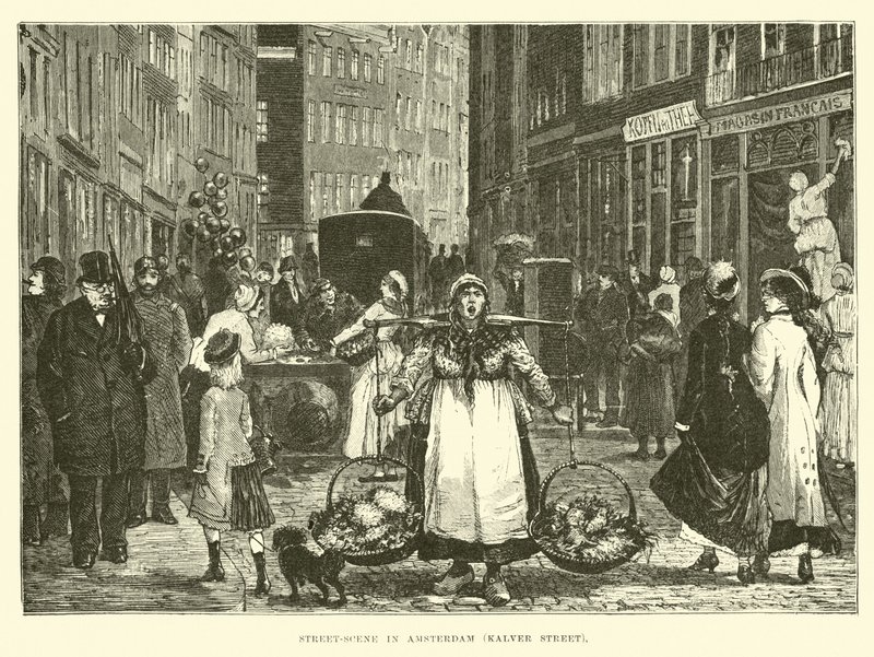 Scène de rue à Amsterdam, rue Kalver - English School