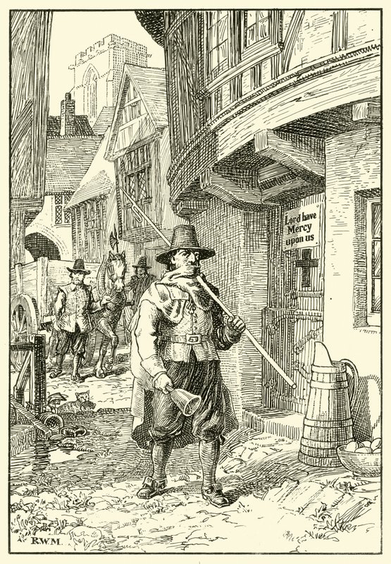 Scène de rue pendant la Grande Peste - English School