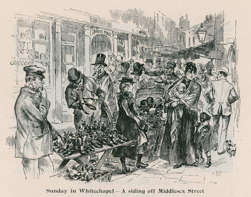 Dimanche à Whitechapel - une voie de garage près de Middlesex Street, Londres - English School
