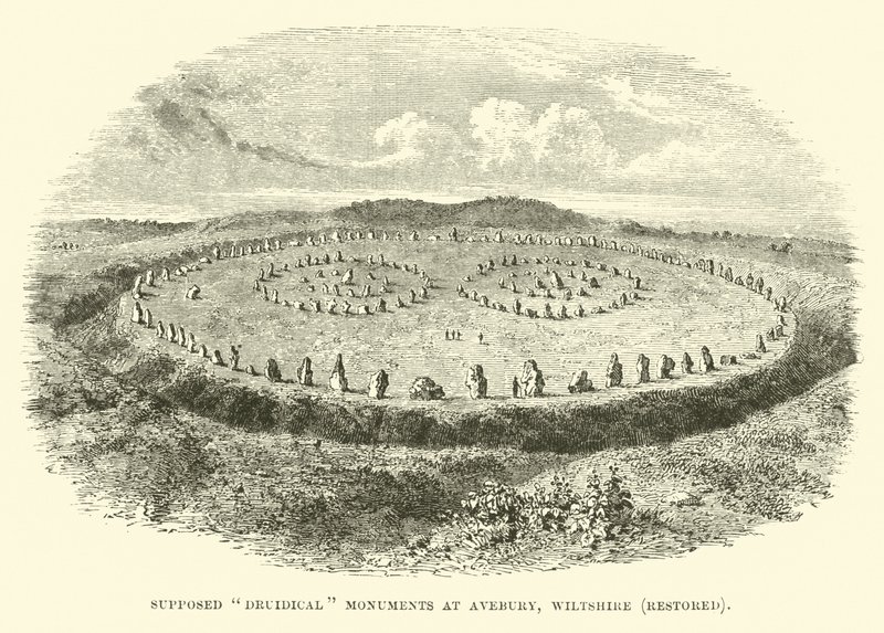 Monuments supposés druidiques à Avebury, Wiltshire, restaurés - English School