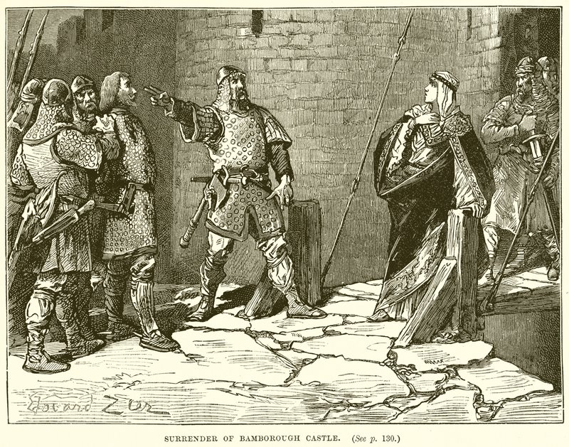 Reddition du château de Bamborough - English School