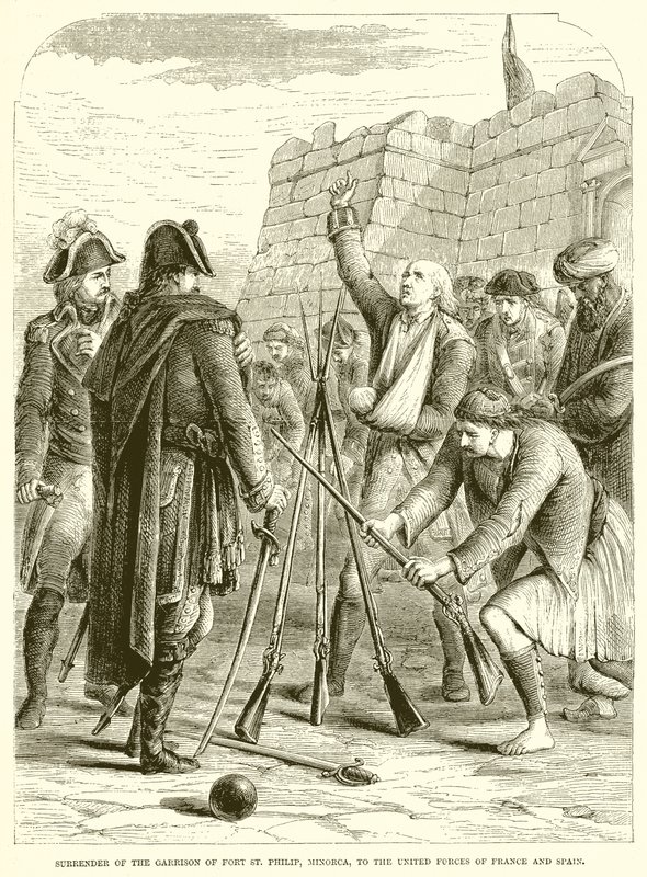 Reddition de la garnison de Fort St. Philip, Minorque, aux forces unies de la France et de l