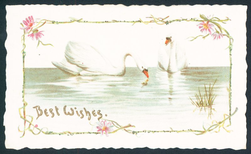 Cygnes sur le lac, carte de Noël - English School