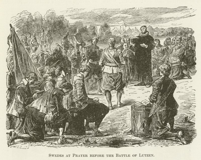 Les Suédois en prière avant la bataille de Lützen - English School