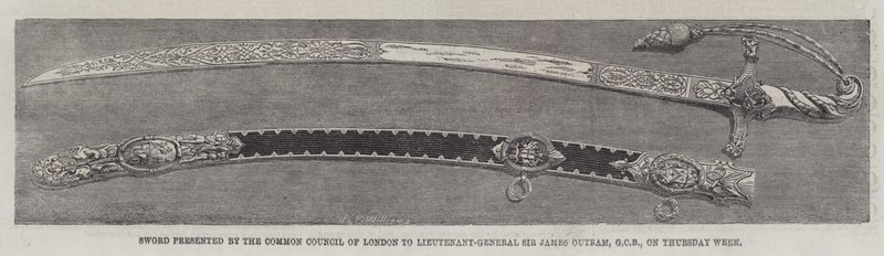 Épée présentée par le conseil municipal de Londres au lieutenant-général Sir James Outram, GCB, jeudi dernier - English School
