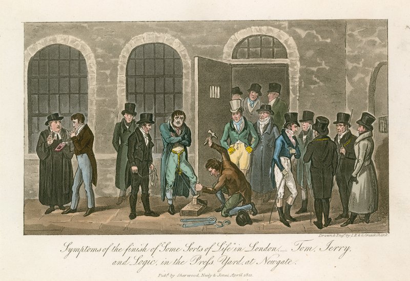 Symptômes de la fin de certains types de vie à Londres - Tom, Jerry et Logic dans la cour de presse à la prison de Newgate - English School