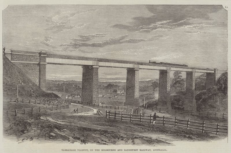 Viaduc de Tarradale, sur le chemin de fer de Melbourne à Sandhurst, Australie - English School