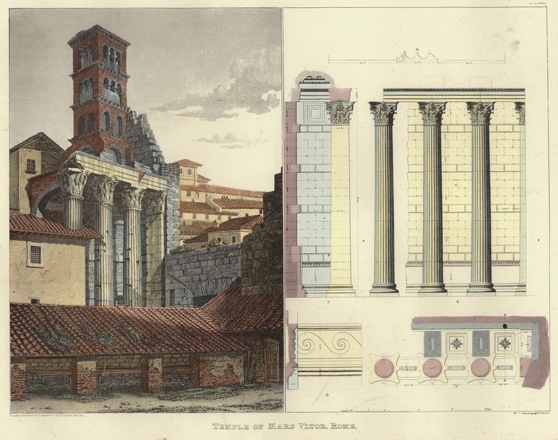 Temple de Mars Ultor à Rome (gravure en couleur) - English School