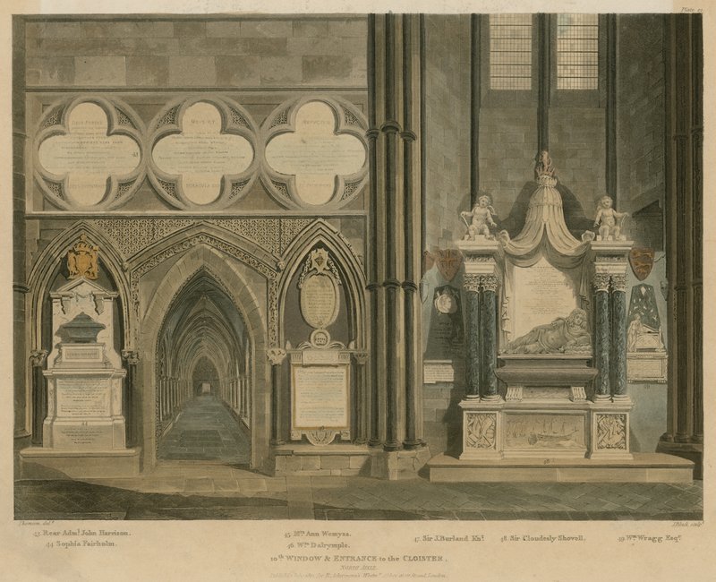 Dixième fenêtre et entrée du cloître, aile nord, Abbaye de Westminster, Londres - English School