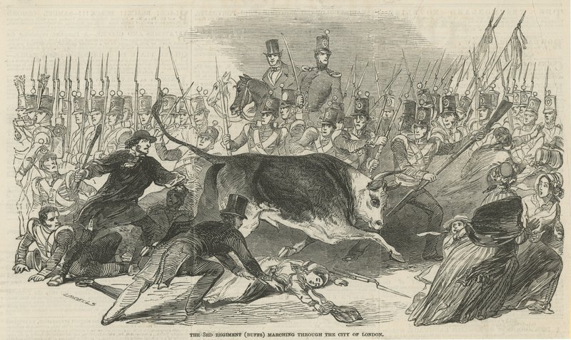 Le 3e régiment (Buffs) défilant dans la ville de Londres - English School