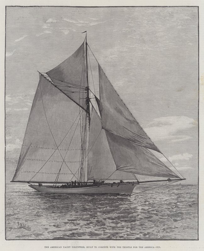 Le Yacht Américain Volunteer, construit pour concourir avec le Thistle pour la Coupe de l